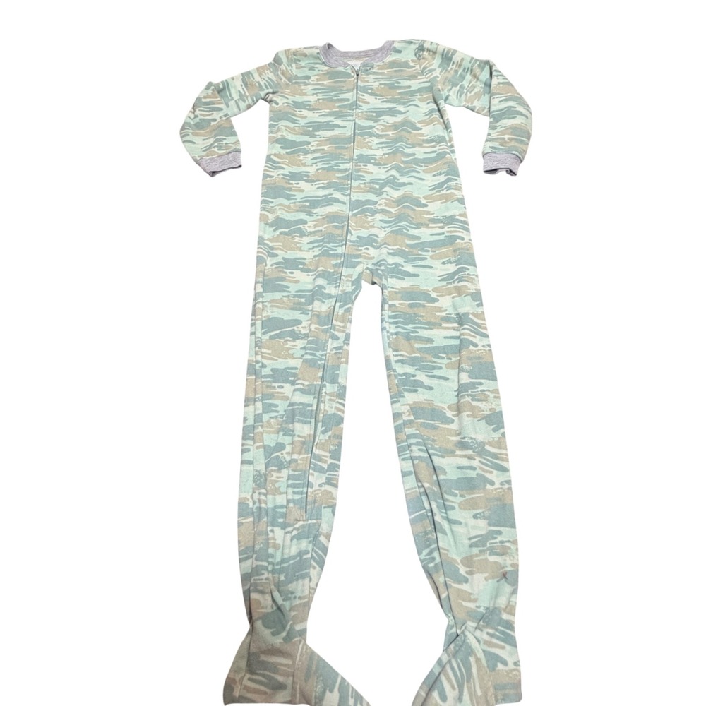 Carters Footed Pajamas Kids Size 10 Camo Fleece Zip Front Gorpcore